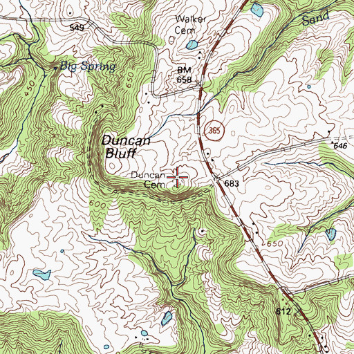 Topographic Map of Duncan Cemetery, KY