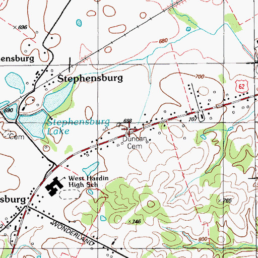 Topographic Map of Duncan Cemetery, KY