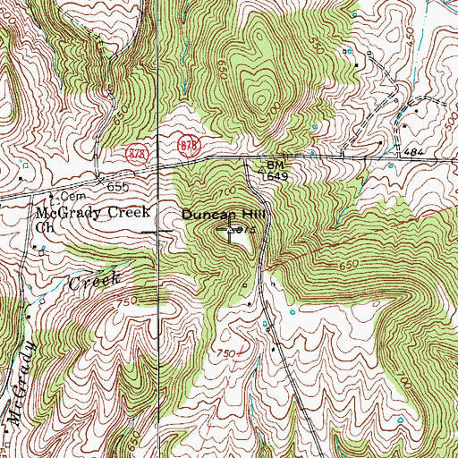Topographic Map of Duncan Hill, KY