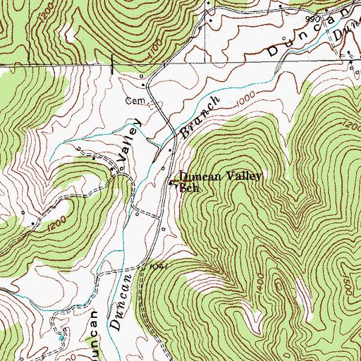 Topographic Map of Duncan Valley School, KY
