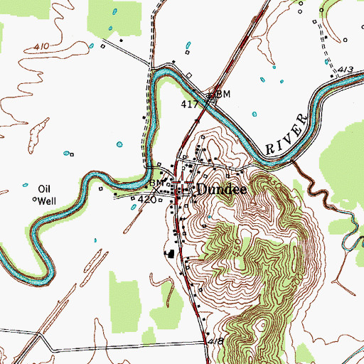 Topographic Map of Dundee, KY