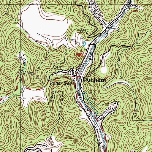 Topographic Map of Dunham, KY