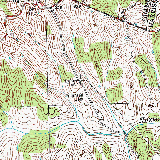 Topographic Map of Dunn Cemetery, KY