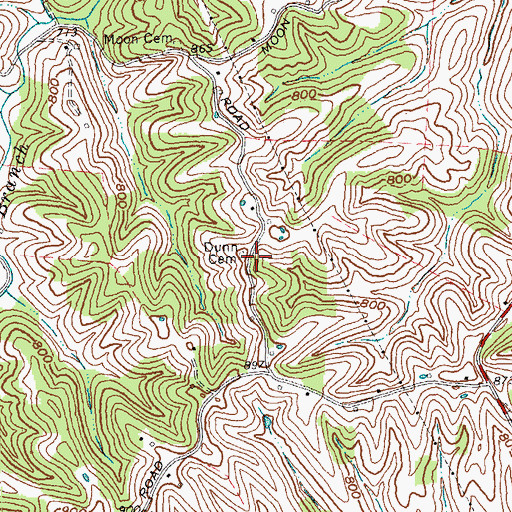 Topographic Map of Dunn Cemetery, KY