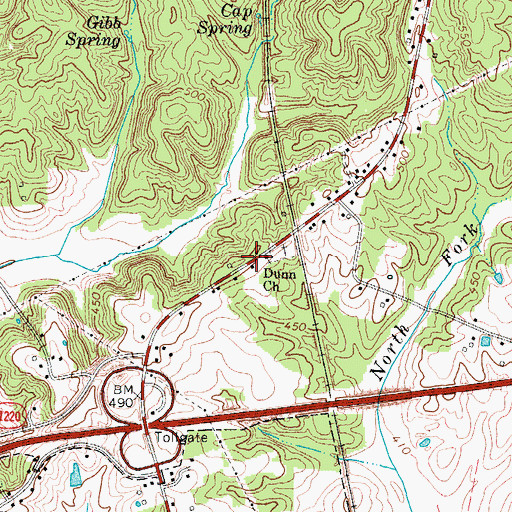 Topographic Map of Dunn Church, KY