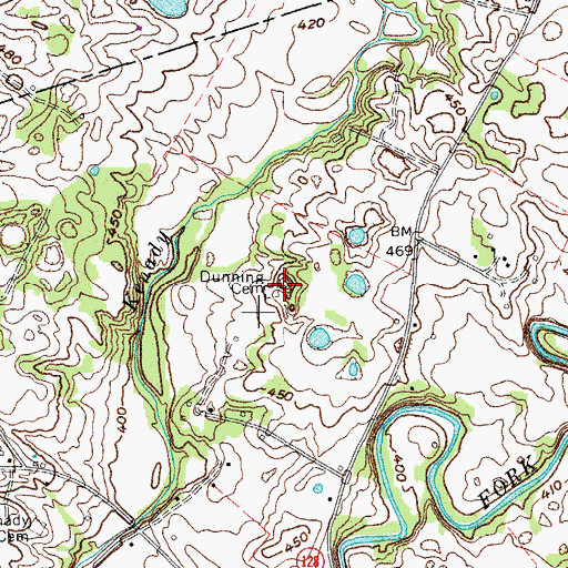 Topographic Map of Dunning Cemetery, KY