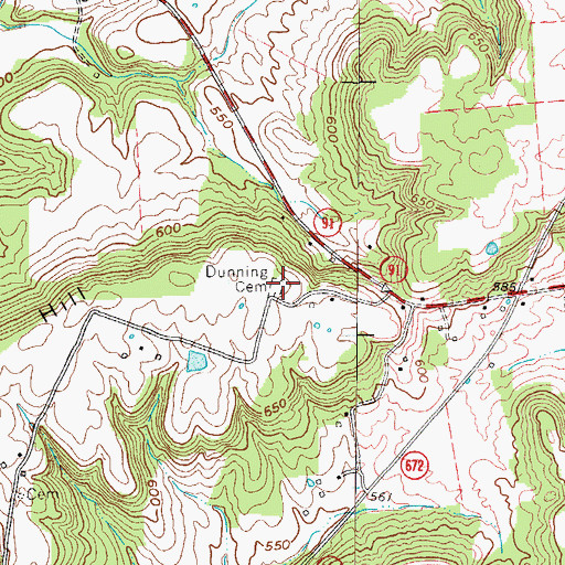 Topographic Map of Dunning Cemetery, KY