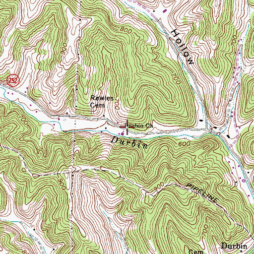Topographic Map of Durbin Church, KY