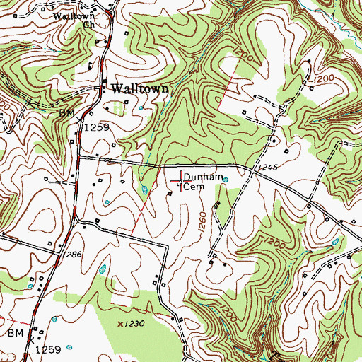 Topographic Map of Dunham Cemetery, KY