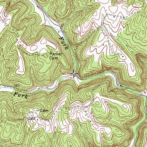 Topographic Map of Durham Fork, KY