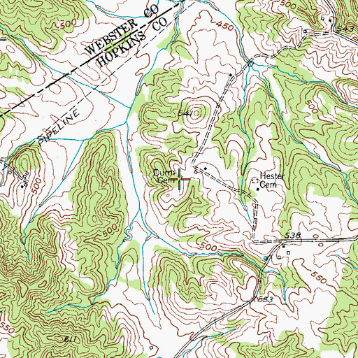 Topographic Map of Durm Cemetery, KY