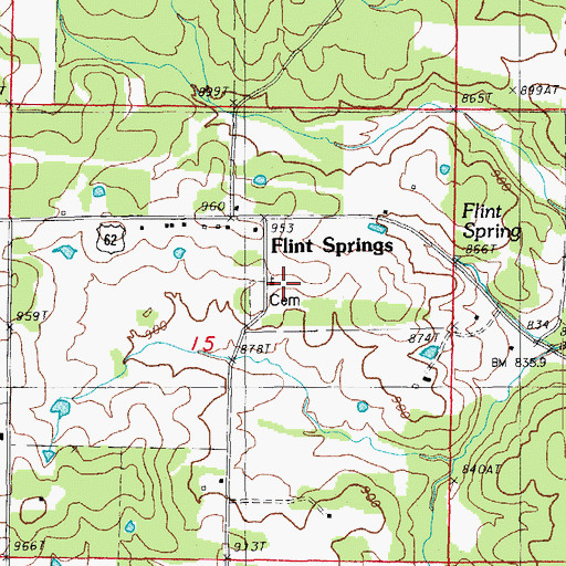 Topographic Map of Flint Spring Church, AR