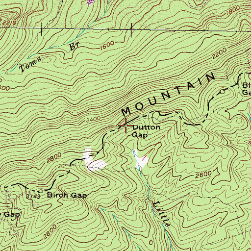 Topographic Map of Dutton Gap, KY