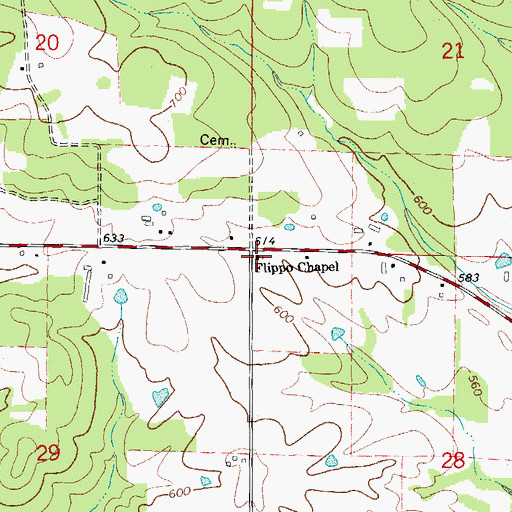 Topographic Map of Flippo Chapel, AR