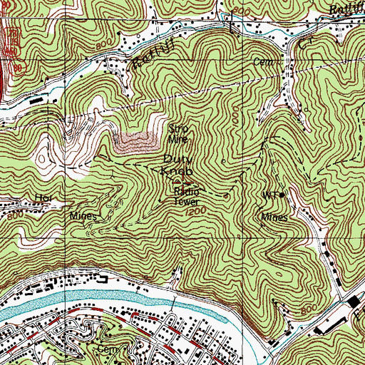 Topographic Map of Duty Knob, KY