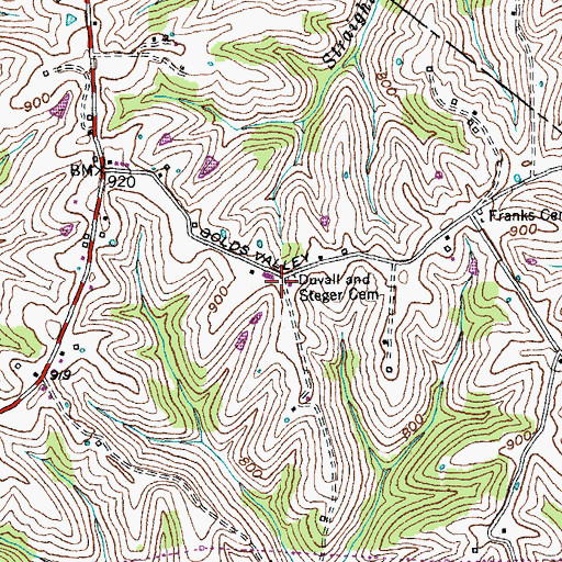 Topographic Map of Duvall and Steger Cemetery, KY