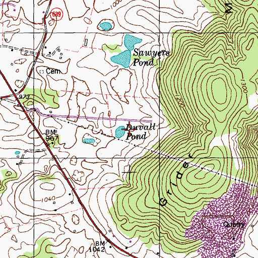 Topographic Map of Duvall Pond (historical), KY