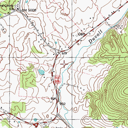 Topographic Map of Duvall Valley, KY