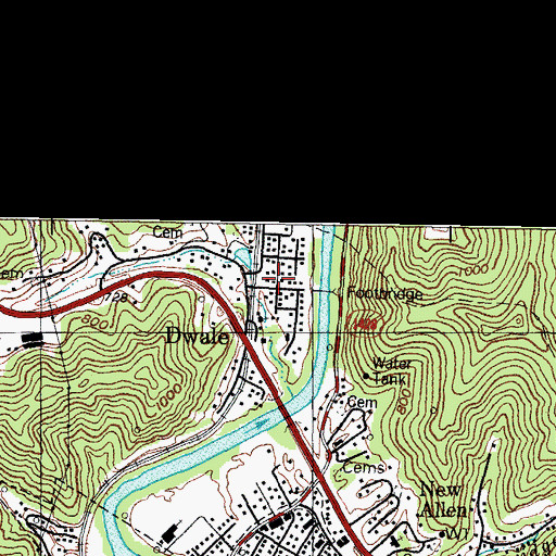 Topographic Map of Dwale, KY