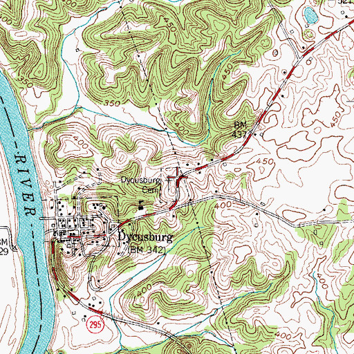 Topographic Map of Dycusburg Cemetery, KY