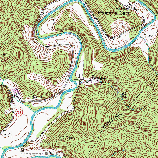 Topographic Map of Dyer Branch, KY