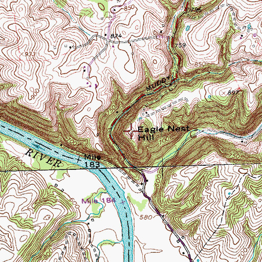 Topographic Map of Eagle Nest Hill, KY