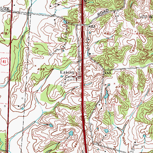 Topographic Map of Eakins Cemetery, KY