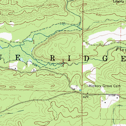 Topographic Map of Flowers Spring Creek, AR
