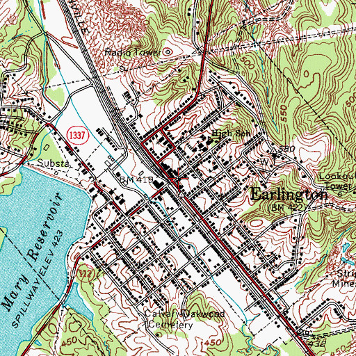 Topographic Map of Earlington, KY