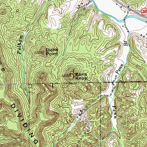 Topographic Map of Earls Knob, KY