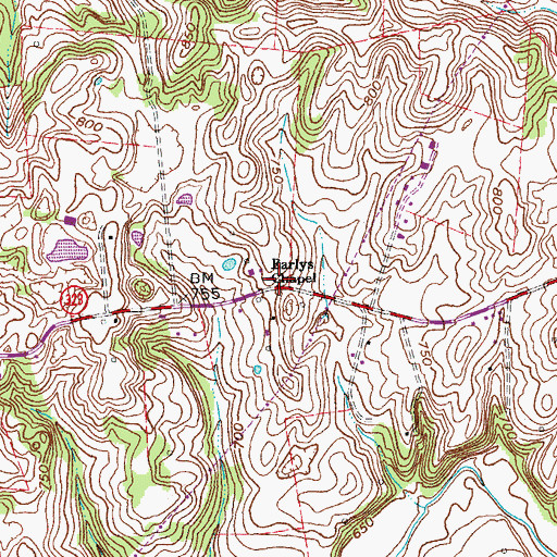 Topographic Map of Earlys Chapel, KY