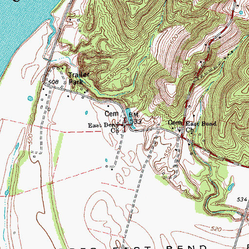 Topographic Map of East Bend Church, KY