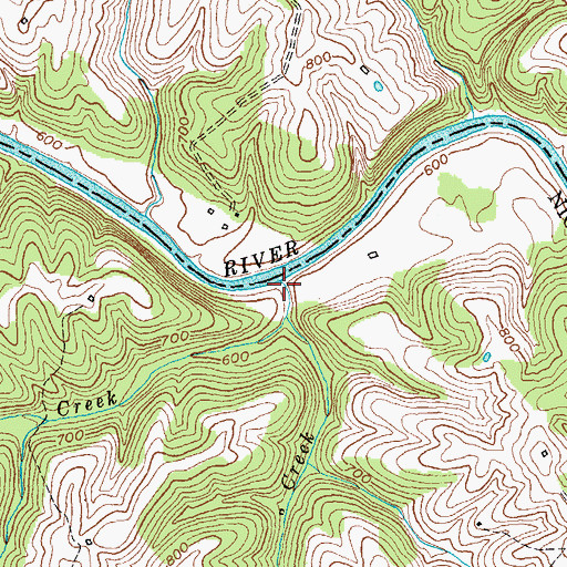 Topographic Map of East Branch Sugar Creek, KY