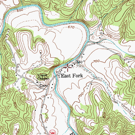 Topographic Map of East Fork, KY