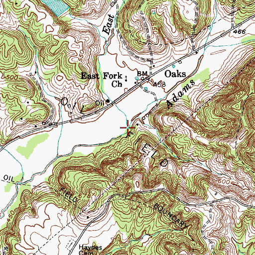 Topographic Map of East Fork Adams Fork, KY