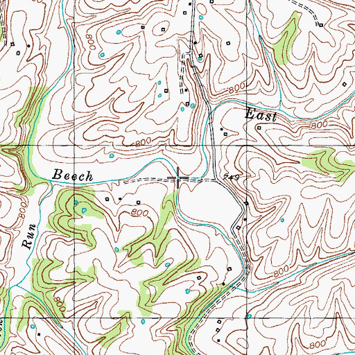 Topographic Map of East Fork Beech Fork, KY
