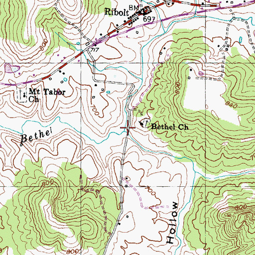 Topographic Map of East Fork Bethel Creek, KY