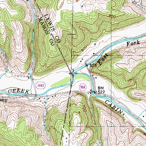 Topographic Map of East Fork Cabin Creek, KY