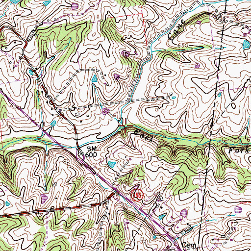Topographic Map of East Fork Cane Run, KY