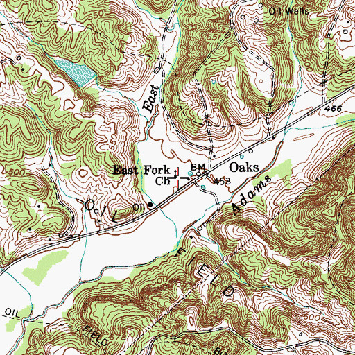 Topographic Map of East Fork Church, KY