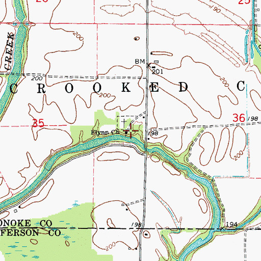 Topographic Map of Flynn Church, AR