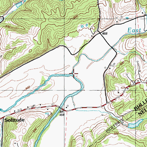 Topographic Map of East Fork Cox Creek, KY