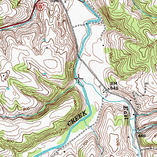 Topographic Map of East Fork Flat Creek, KY