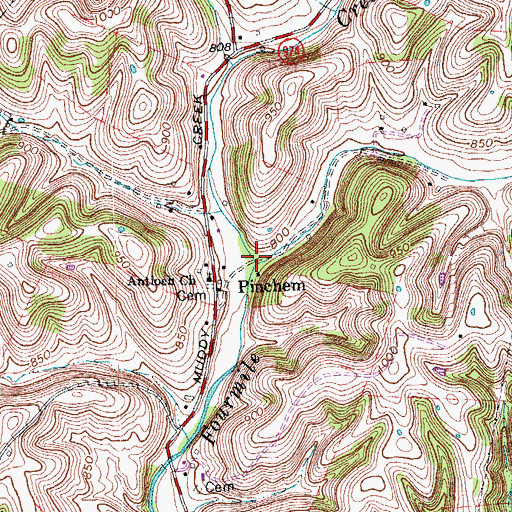 Topographic Map of East Fork Fourmile Creek, KY
