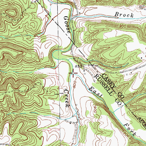 Topographic Map of East Fork Goose Creek, KY