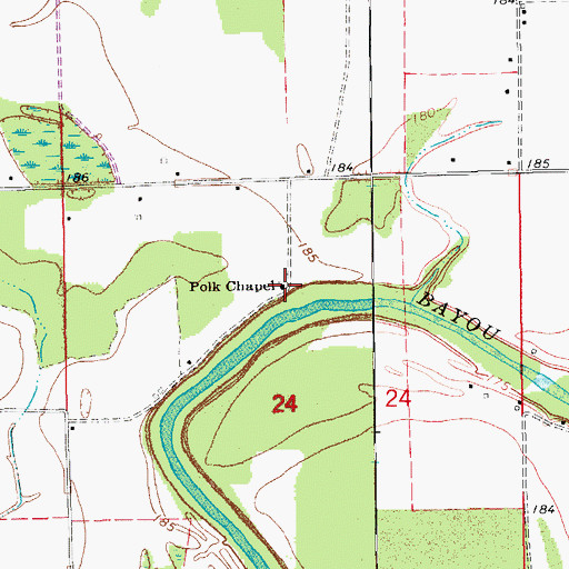 Topographic Map of Folk Chapel, AR