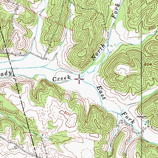 Topographic Map of East Fork McGrady Creek, KY
