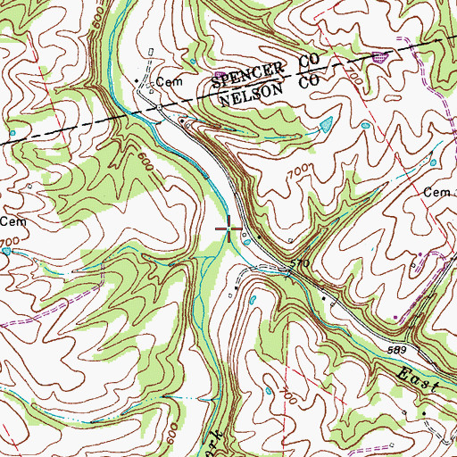Topographic Map of East Fork Simpson Creek, KY