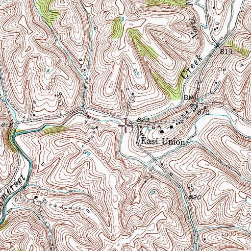 Topographic Map of East Fork Somerset Creek, KY