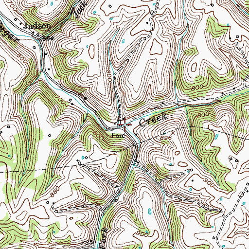 Topographic Map of East Fork Sugar Creek, KY